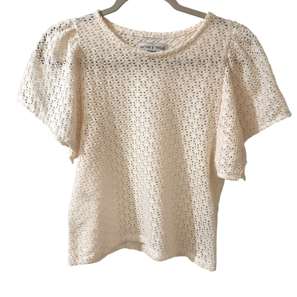 Madewell Texture & Thread Eyelet Flutter-Sleeve T… - image 2